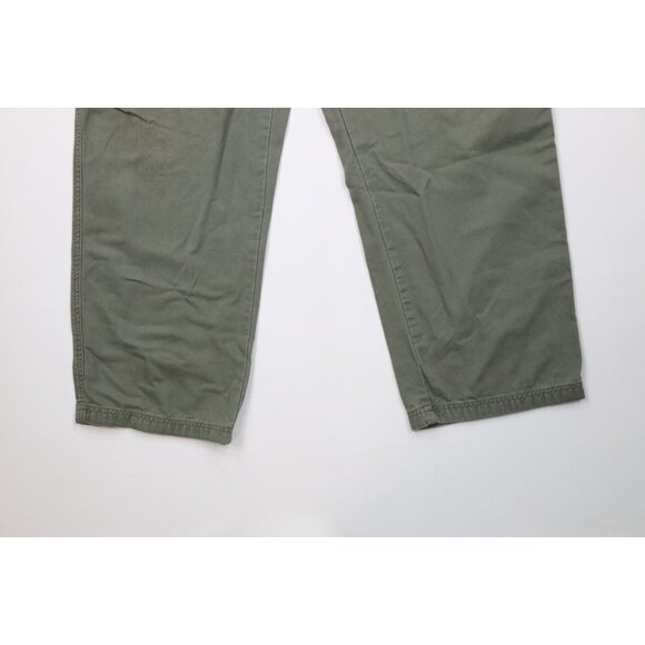 Vtg LL Bean Mens 40x30 Faded Trekking Canvas Wide Leg Cargo Pants Green Cotton - Picture 4 of 12
